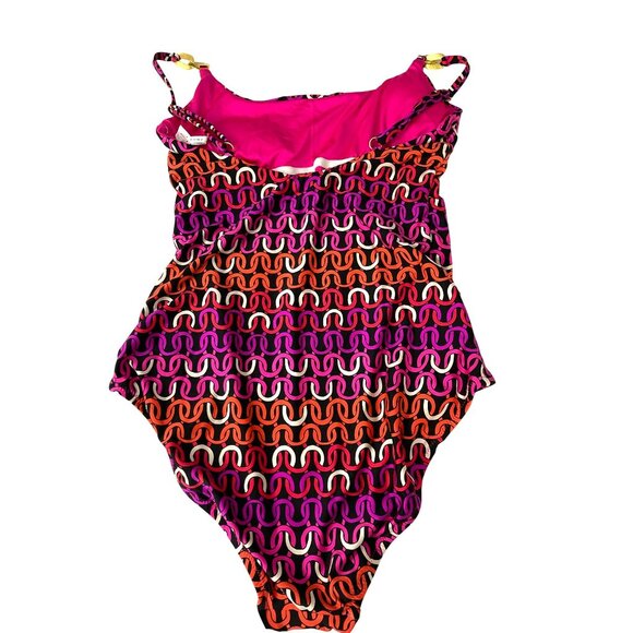 Trina Turk $172 Echo Gold Strap One Piece Swimsuit Bathing Suit Sz 14 NWT - Picture 5 of 8